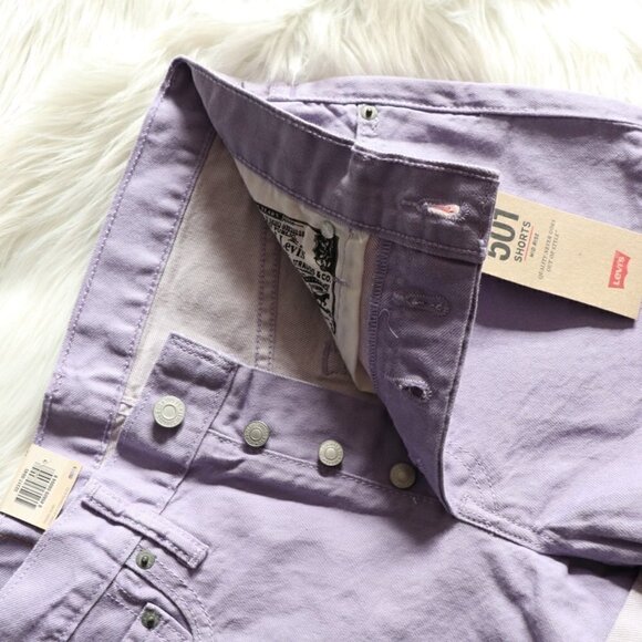 NEW Levi's 501 Purple Mid Rise Denim Jeans Shorts Size 28 - Picture 3 of 7